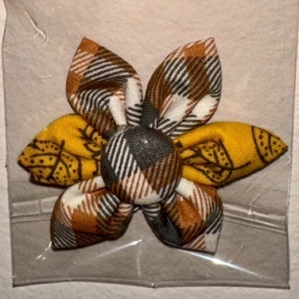 2/$10 Brown/black plaid leaf mix over the collars dog flower accessory new